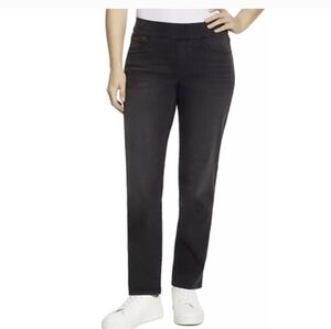 Nine West Women's Heidi Pull On Stretch Denim Elastic Waist Straight Leg Pant